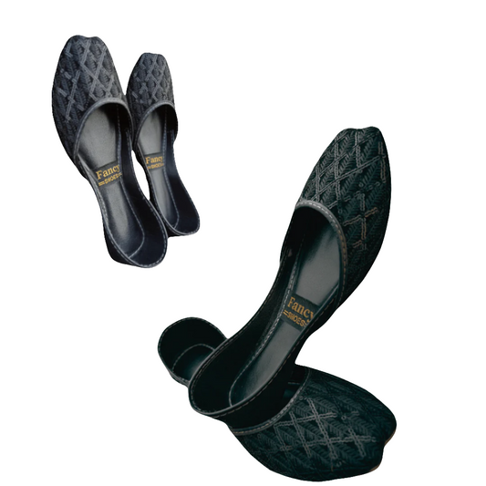 Black Velvet Khussa for Women – Handmade, Embroidered