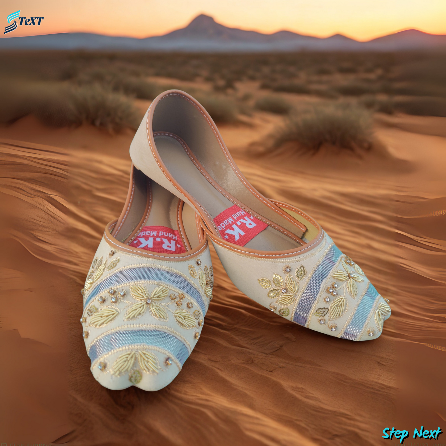 Handmade Embroidery White Khussa