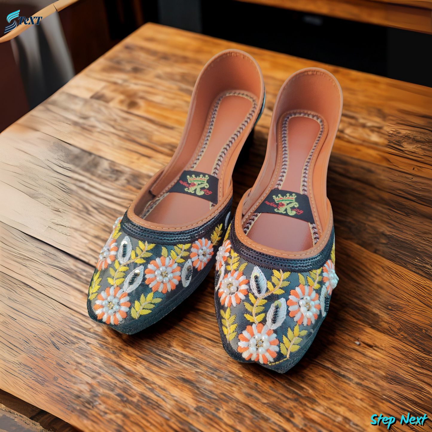 Handmade Embroidery Black Khussa