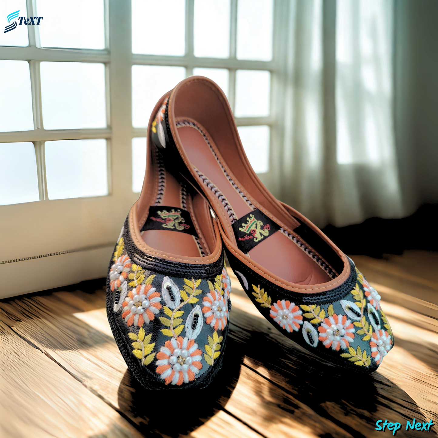 Handmade Embroidery Black Khussa