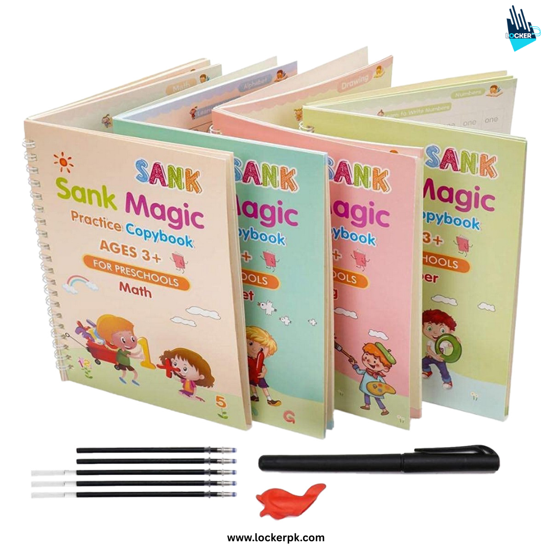 Magic Practice Copybook Set for Kids – Reusable Pack of 4
