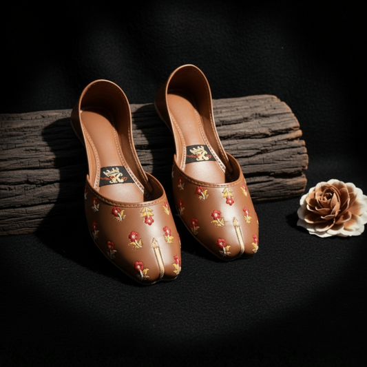 Handmade Fancy Brown Khussa