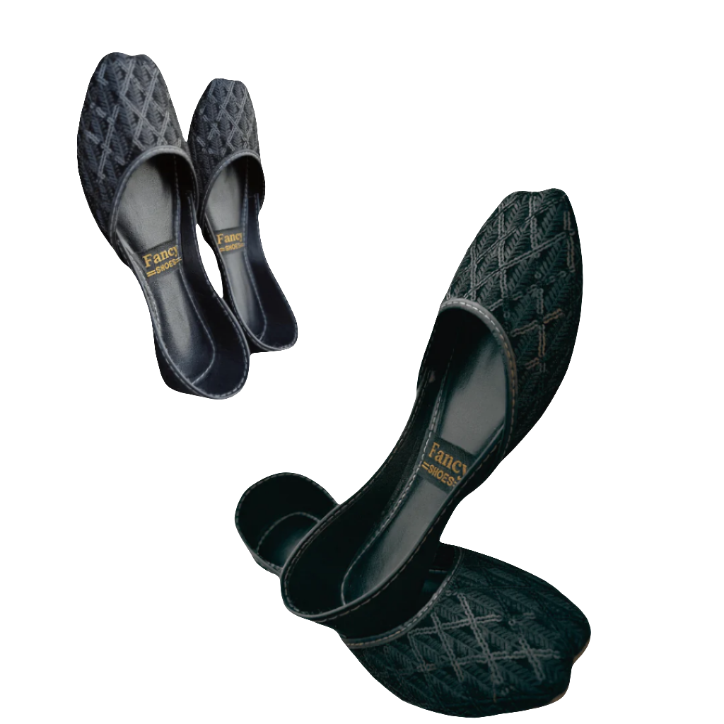 Black Velvet Khussa for Women – Handmade, Embroidered