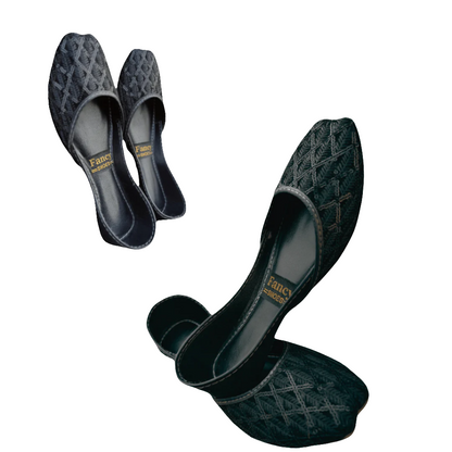 Black Velvet Khussa for Women – Handmade, Embroidered